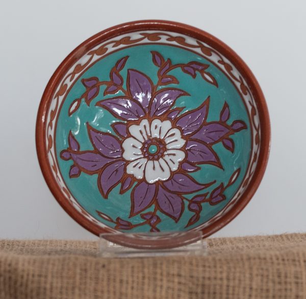 Turquoise Helen's Daisies Small Bowl