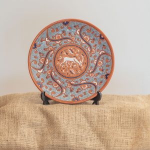Handmade Ceramic Plate Grey / Deer with anthems