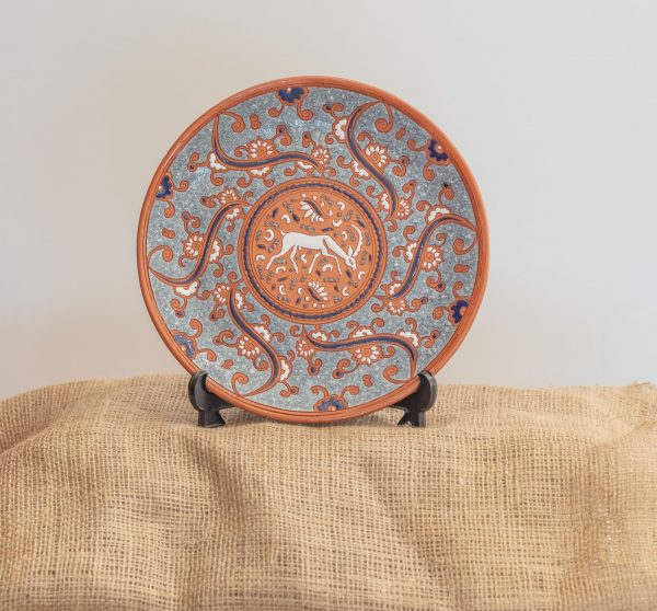 Handmade Ceramic Plate Grey / Deer with anthems
