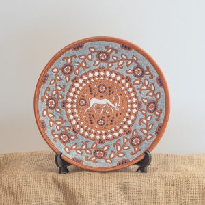 Handmade Ceramic Dish Grey Deer with daisies