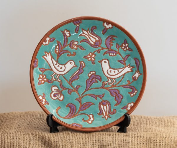 Handmade Ceramic Plate Turquoise Birds